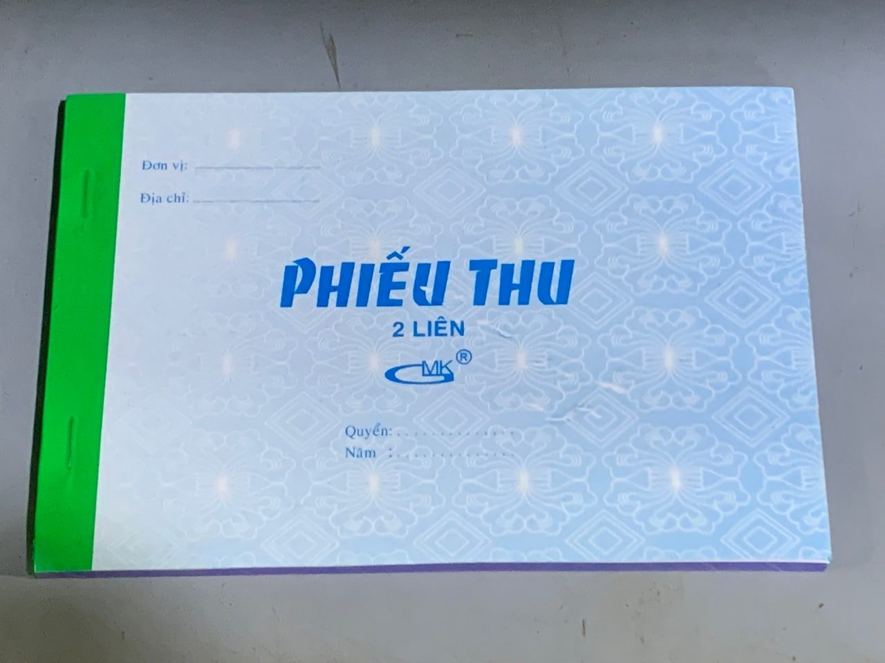 Phiếu thu 2 liên 13x19cm